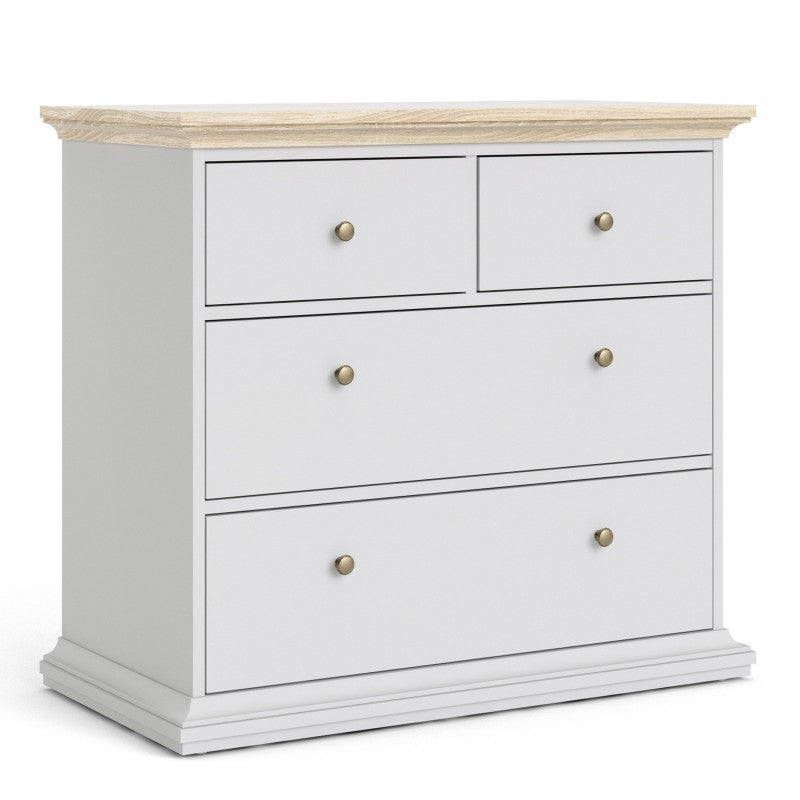 Paris Chest of 4 Drawers in White and Oak - Home Leaf Furniture