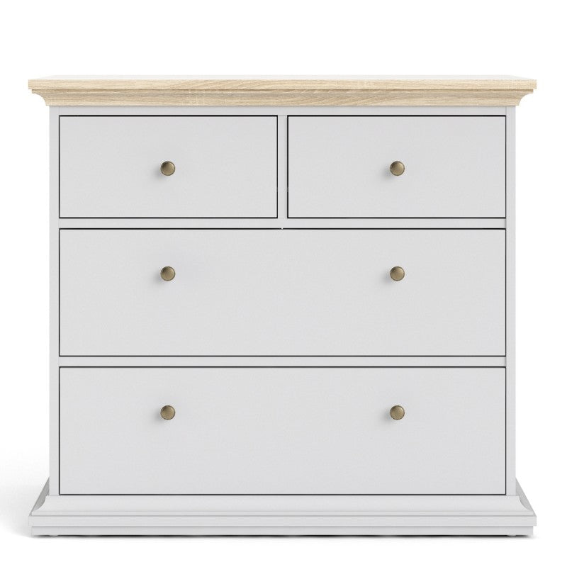 Paris Chest of 4 Drawers in White and Oak - Home Leaf Furniture