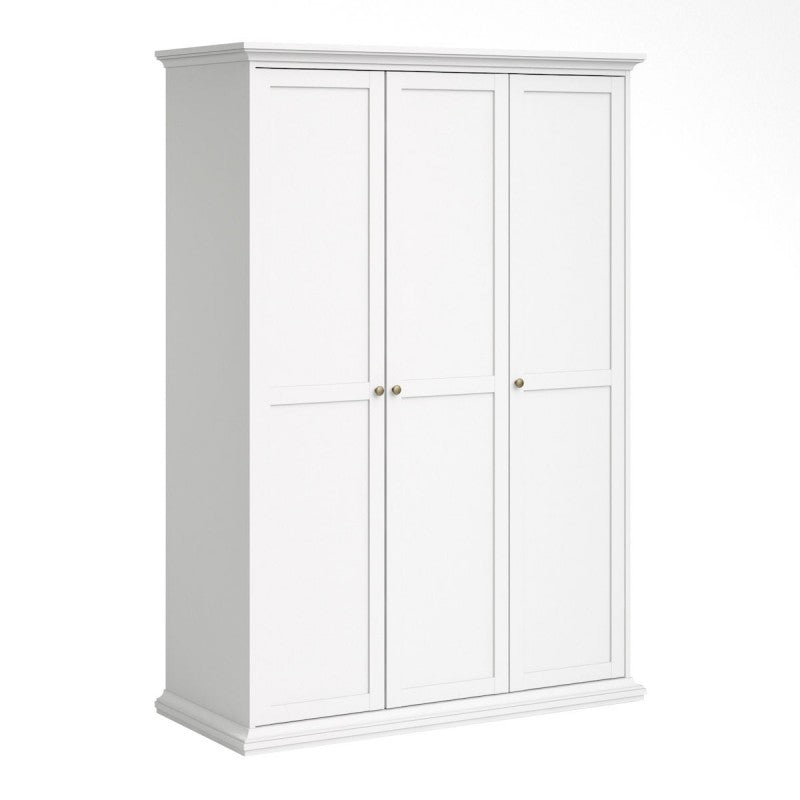 Paris Wardrobe with 3 Doors in White - Home Leaf Furniture