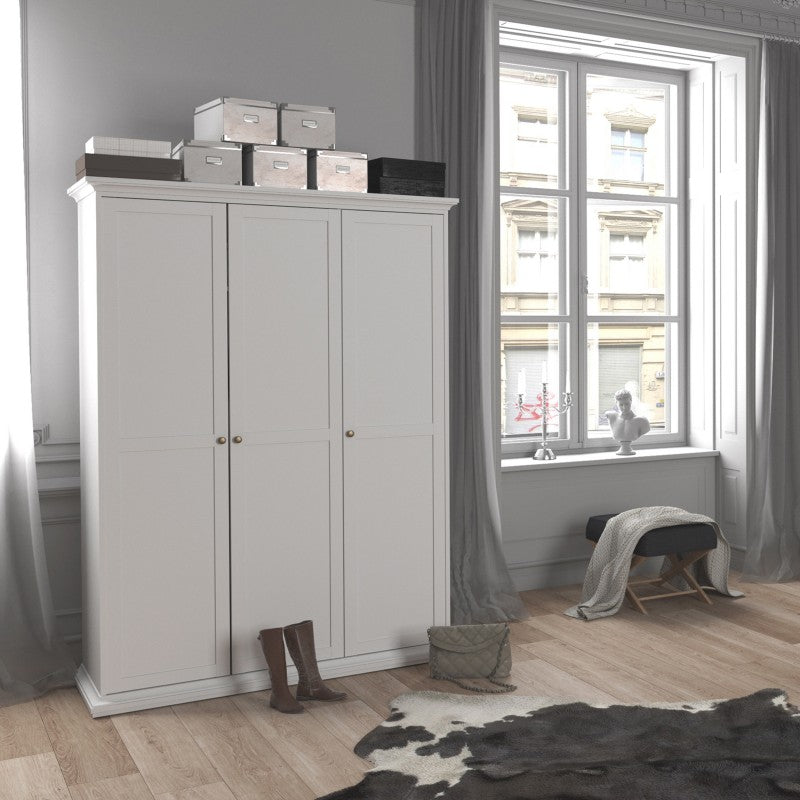 Paris Wardrobe with 3 Doors in White - Home Leaf Furniture
