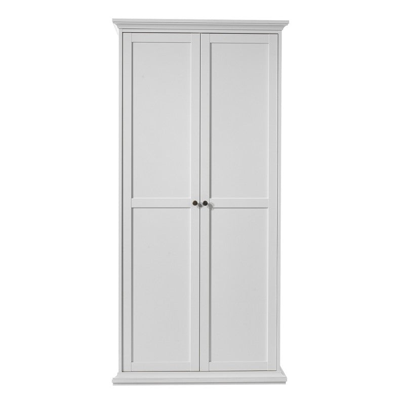 Paris Wardrobe with 2 Doors in White - Home Leaf Furniture
