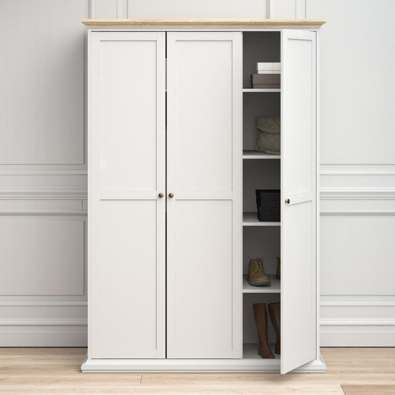 Paris Wardrobe with 3 Doors in White and Oak - Home Leaf Furniture