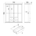 Paris Wardrobe with 4 Doors & 2 Drawers in White and Oak - Home Leaf Furniture