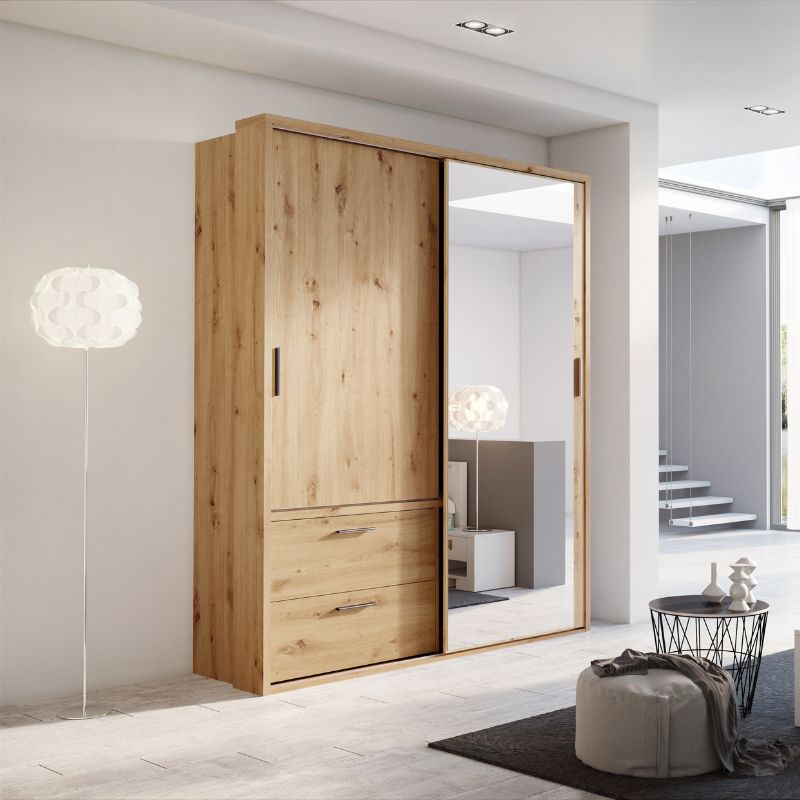 Arti 22 - 2 Sliding Door Wardrobe with Drawers 180cm - Home Leaf Furniture