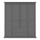 Paris Wardrobe with 4 Doors and 2 Drawers in Matt Grey - Home Leaf Furniture