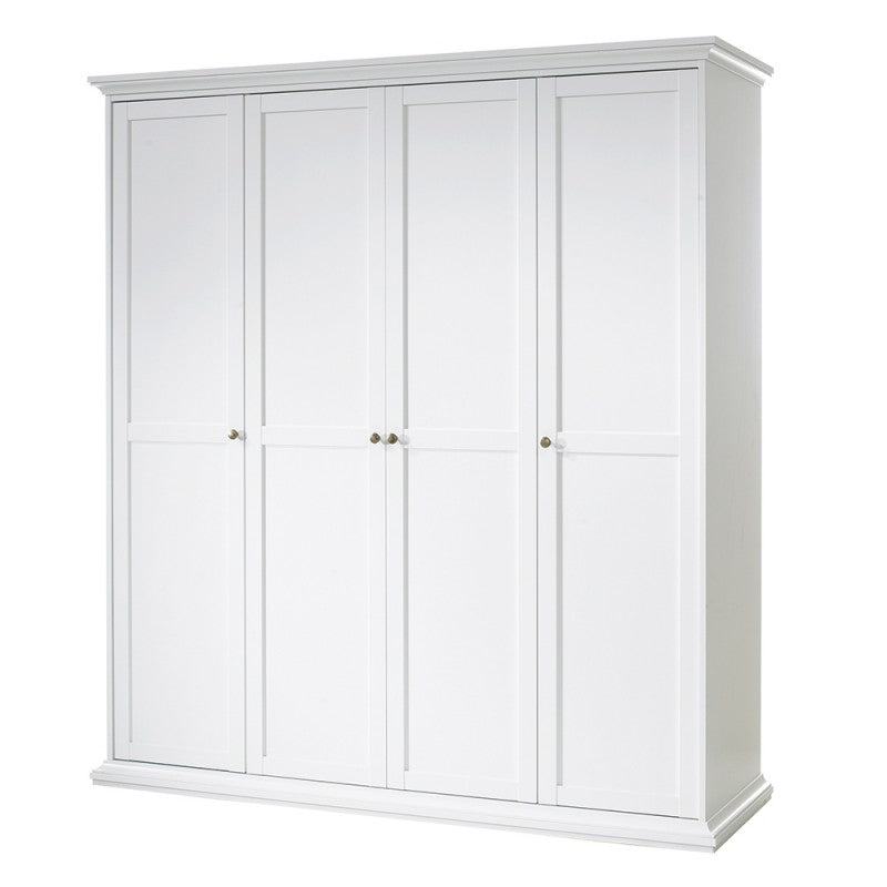 Paris Wardrobe with 4 Doors in White - Home Leaf Furniture