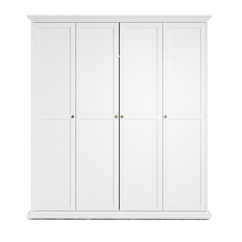 Paris Wardrobe with 4 Doors in White - Home Leaf Furniture